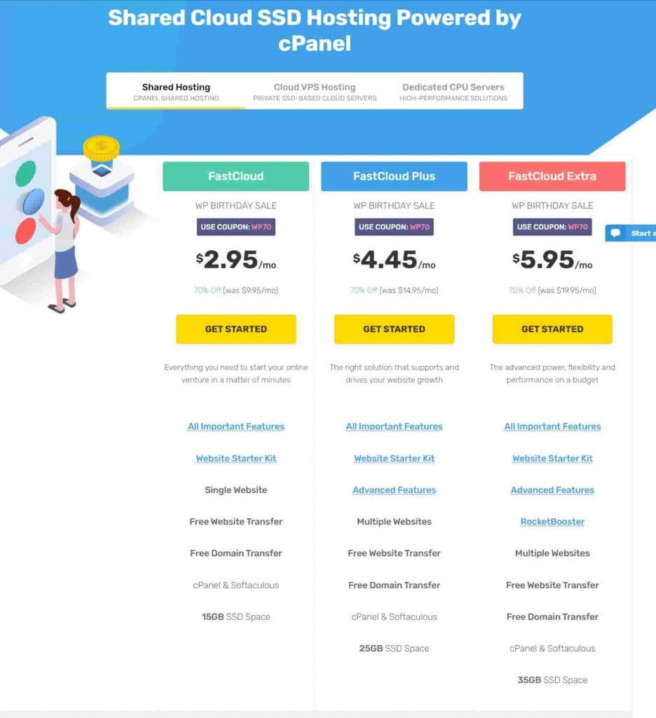 Plans-and-Pricing shared cloud hosting FastComet