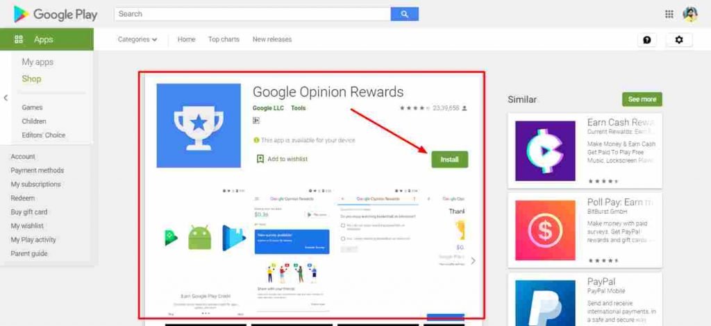 Google Opinion Rewards App se paise kamaye