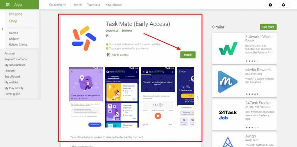 Google Task mate app se paise kamaye