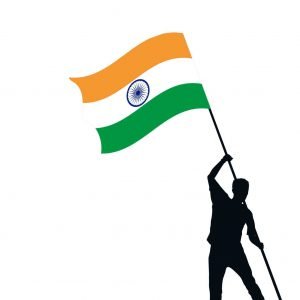 Man holding indian flag